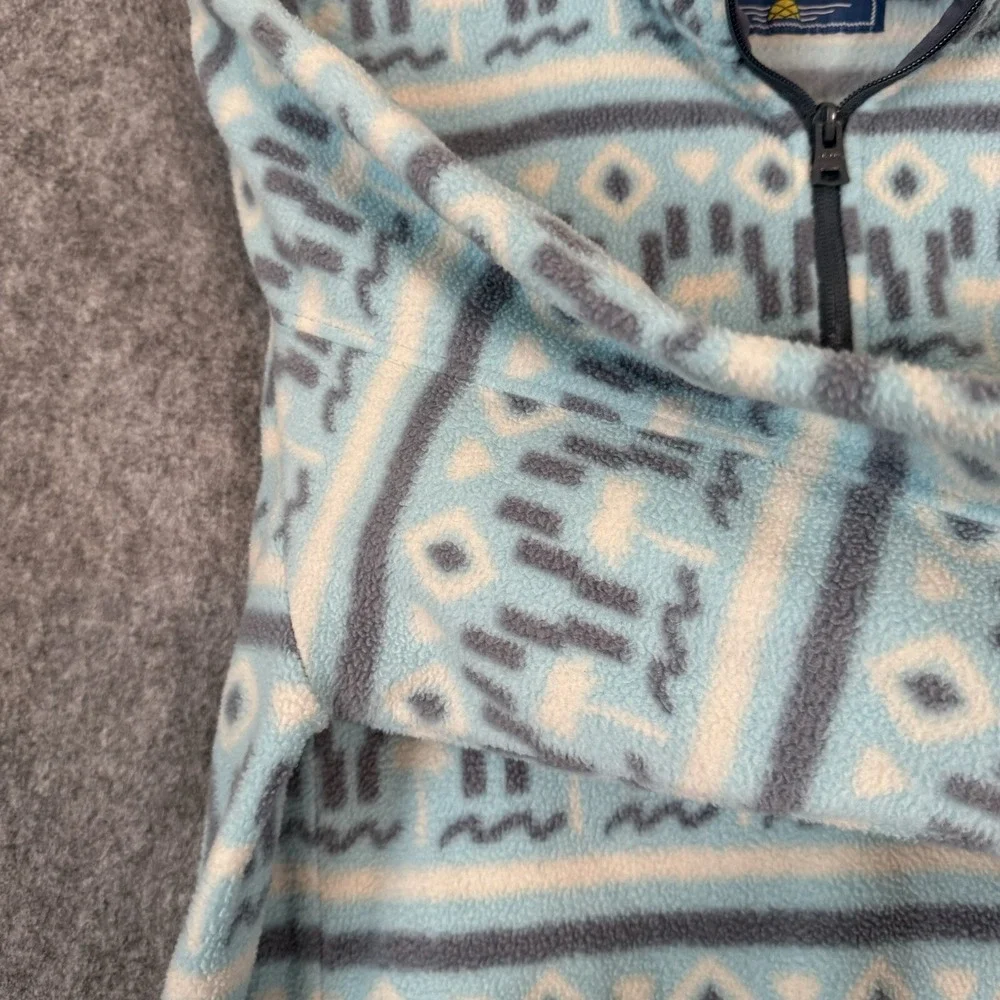 Chubbies Fleece Sweater Mens Medium Blue Printed Geometric Western‎ Fair Isle